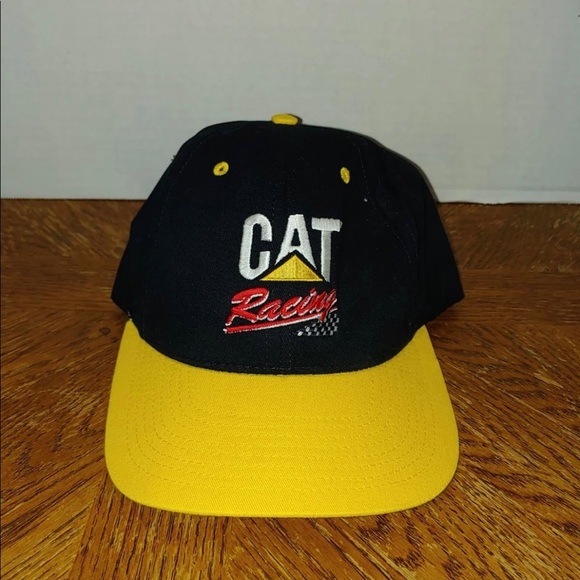 Vintage Ward Burton Cat NASCAR Black and Yellow Snapback Hat made in the USA. - Picture 1 of 4